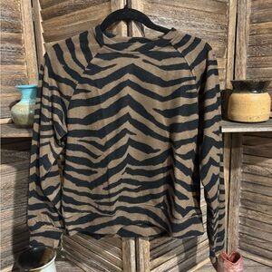 Lou & Grey Black and Brown Zebra Print Sweatshirt